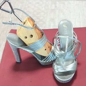 Ralph Lauren Silver Strappy Heels